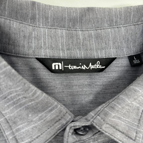 Travis Mathew Large Solid Gray Short Sleeve Golf Polo Embroidered Shirt - Picture 2 of 5